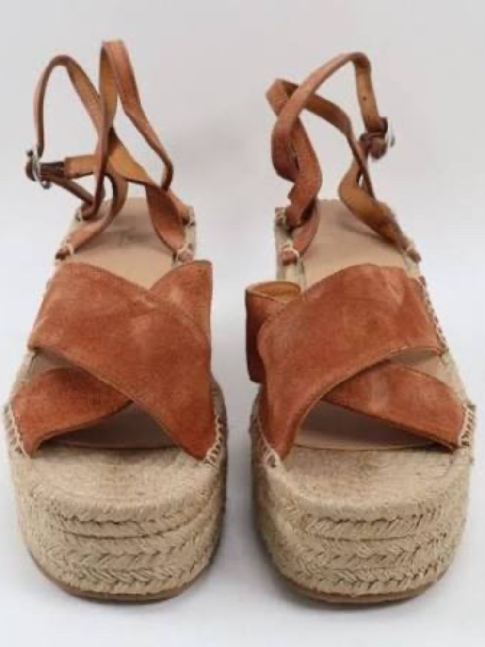 Rag & Bone Hera Wedge Espadrille Tan Suede Sandals size EU 38.5/US 8.5